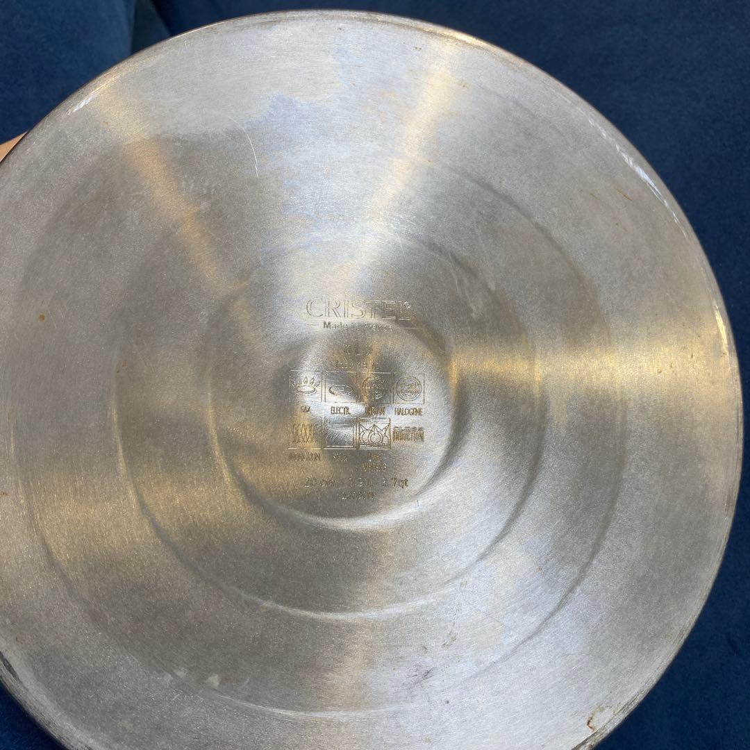 【CRISTEL】ステンレス両手鍋 L 深鍋＋蓋　20cm 説明書レシピ付き