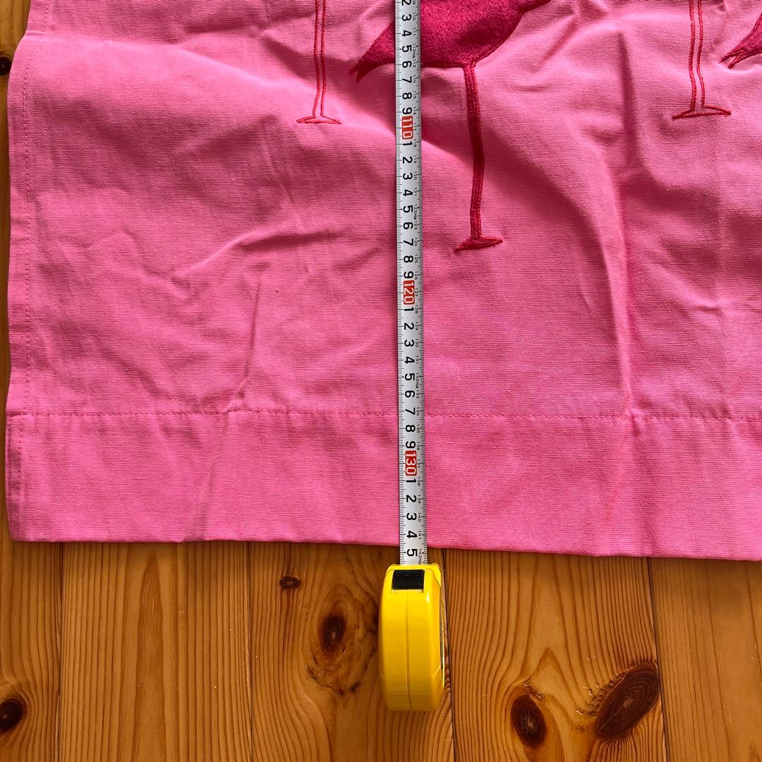 平成レトロ　フラミンゴ刺繍カーテンとレースカーテンのセット