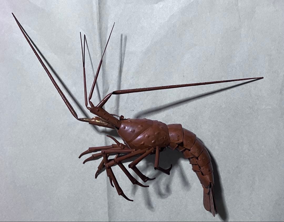 ☆0129 金属製自在置物　海老　五十一代明珍宗之作