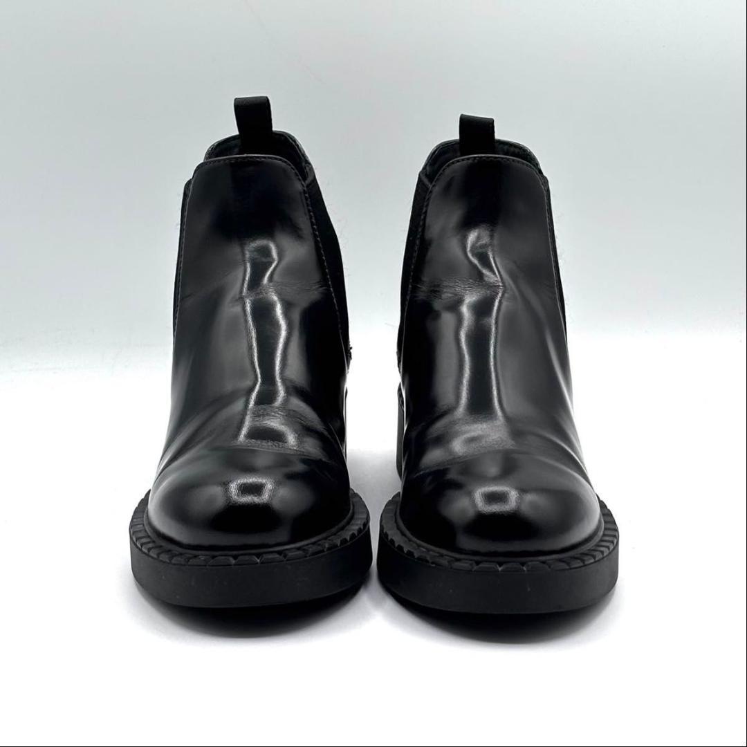 保存箱袋付 人気 プラダ サイドゴア ブーツ 23.5㎝ チョコ 黒 レザー