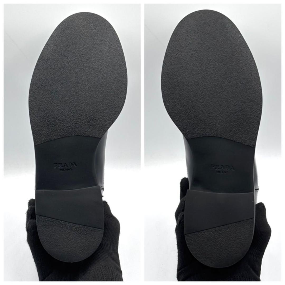 保存箱袋付 人気 プラダ サイドゴア ブーツ 23.5㎝ チョコ 黒 レザー