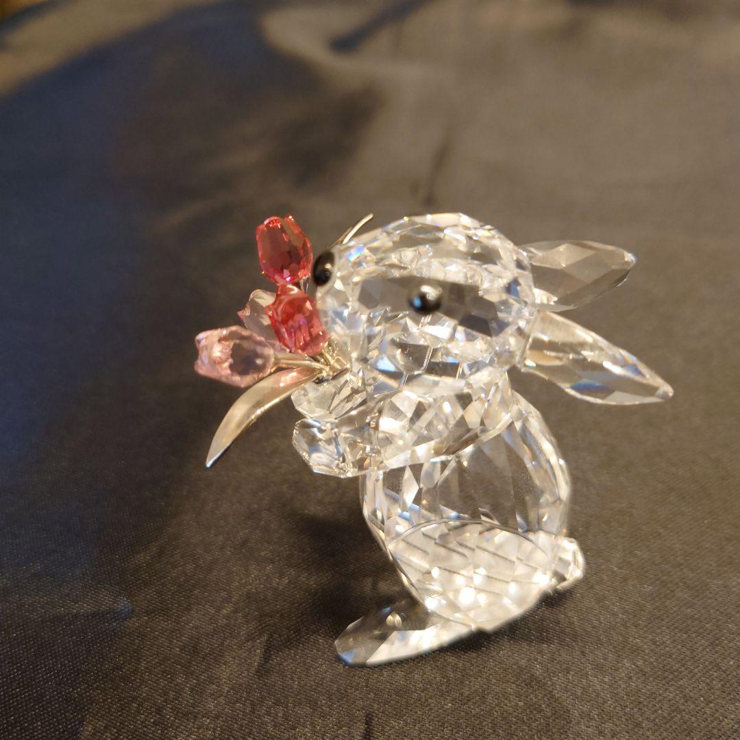 スワロフスキー　うさぎとチューリップ　うさぎ花束
