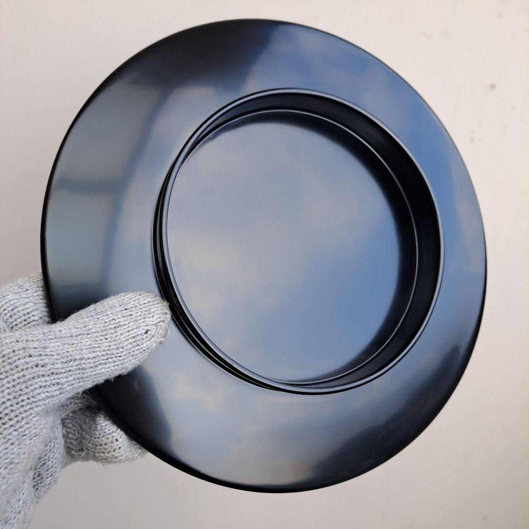 【輪島塗　7.5寸\"高台付き\"大皿×5客】布着本堅地　未使用/長期保管品