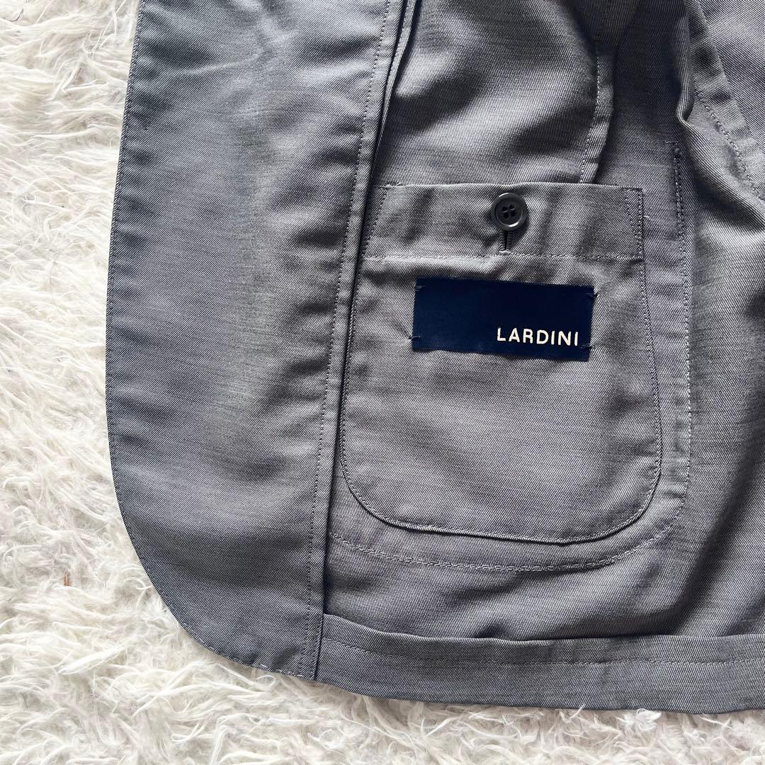 <美品>LARDINI easy wear 新ロゴ グレー ウールジャケット44