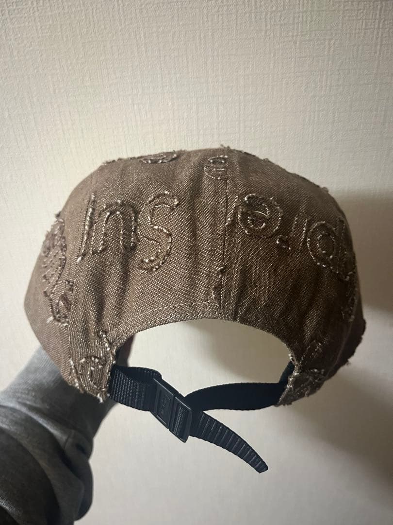 Supreme 刺繍ロゴキャップ ブラウン