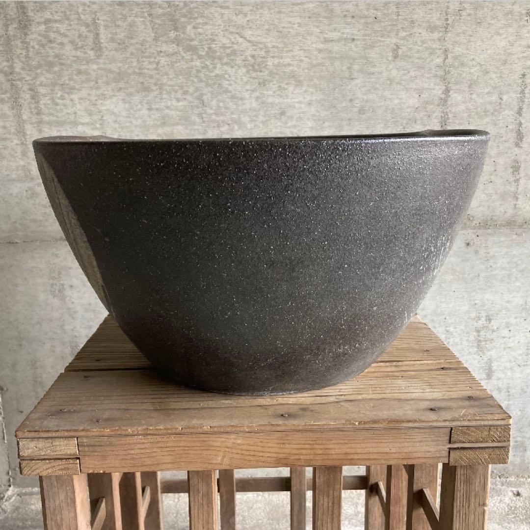 信楽焼 睡蓮鉢 めだか鉢 金魚 水鉢 植物 花器 大型 深鉢 緑色 和風 陶器