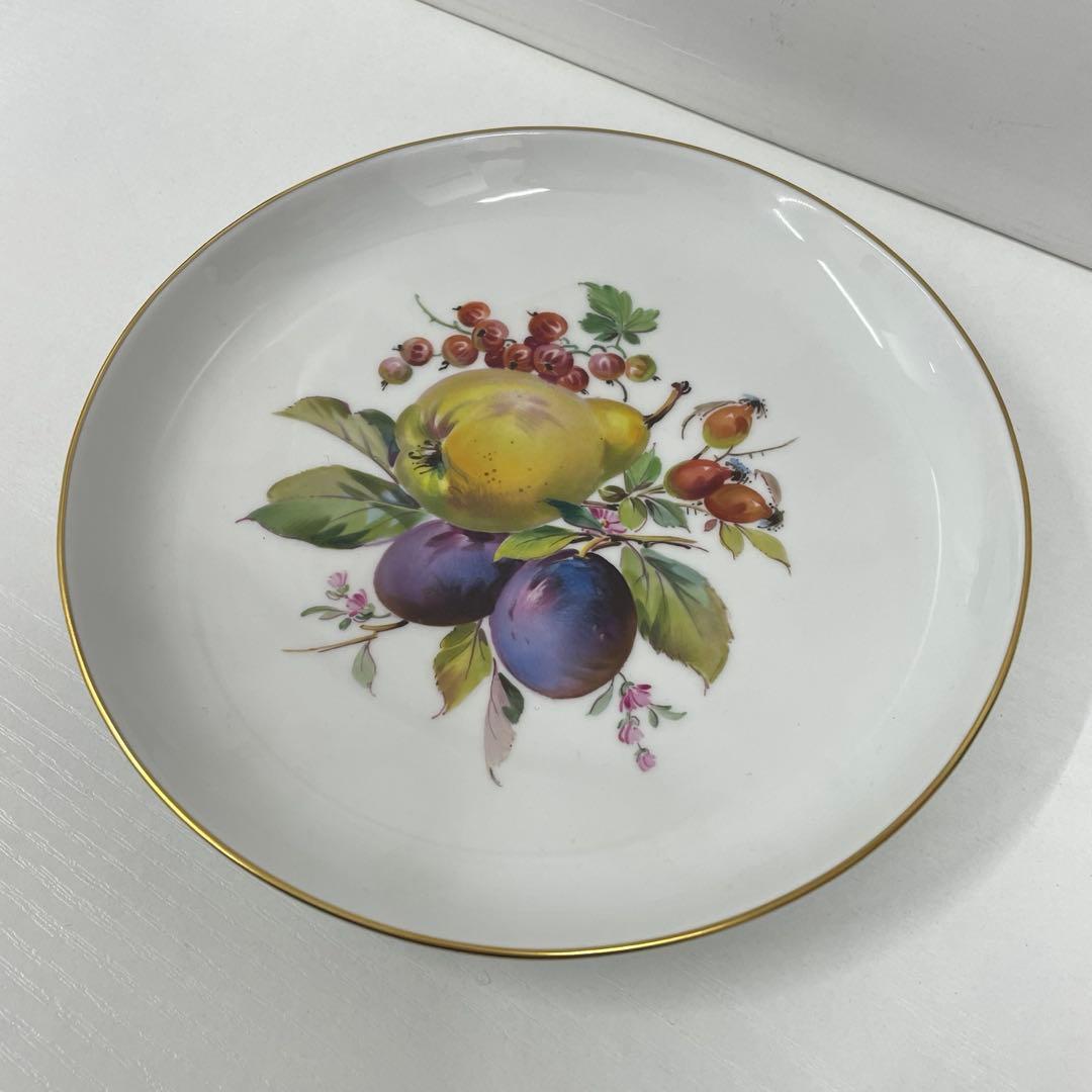 【N】マイセン Meissen フルーツ 絵皿 プレート 金縁