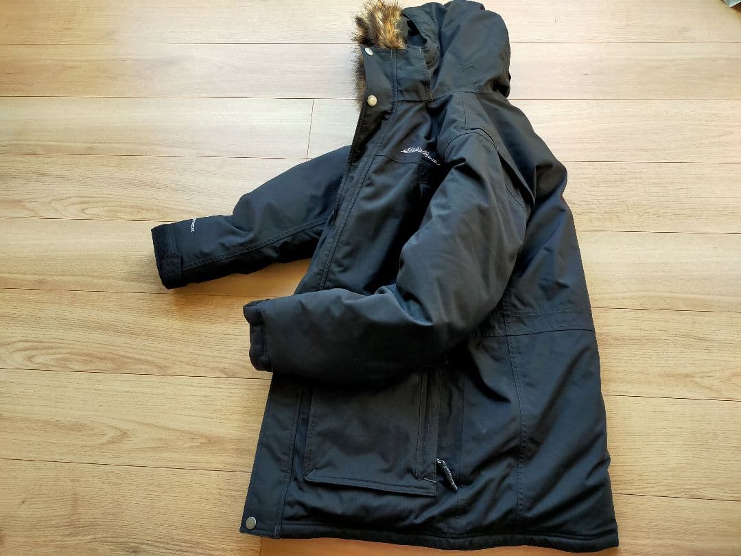 美品 Eddie Bauer エディーバウアーファー付フードダウンコート黒