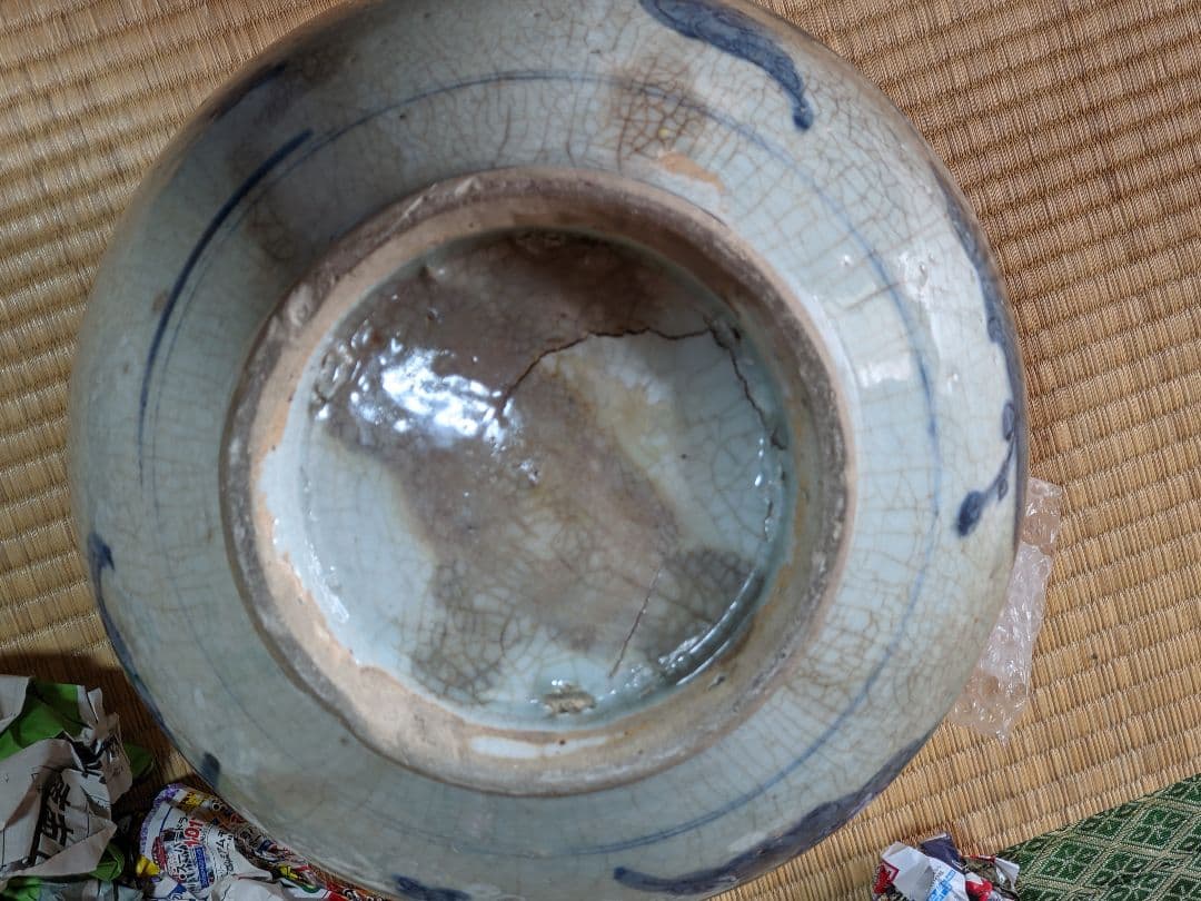 ⭐中国古陶磁 明時代末 染付 麒麟鳥紋様 四耳壺 古玩 古美術品 骨董品