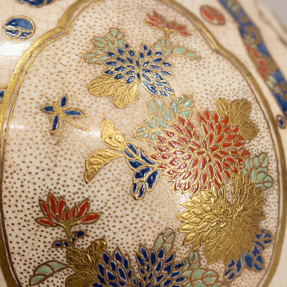 ※あかおかずき　薩摩焼 丸十字 薩摩 明治期 瓢箪型金彩鳳凰文 花瓶