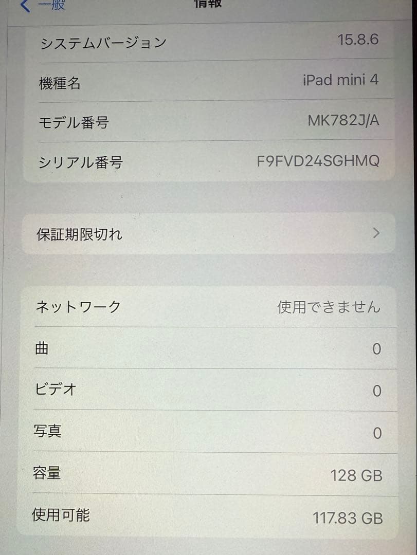 極美品　iPad mini 4 128 GB Wi-Fi + Cellular