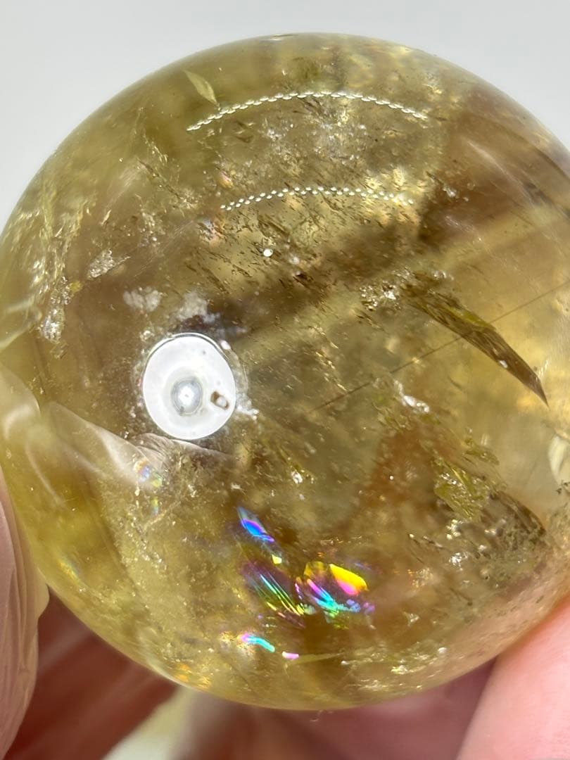 天然石　金運　アイリスシトリンスフィア　七星陣　虹入り　台座付き(特大)