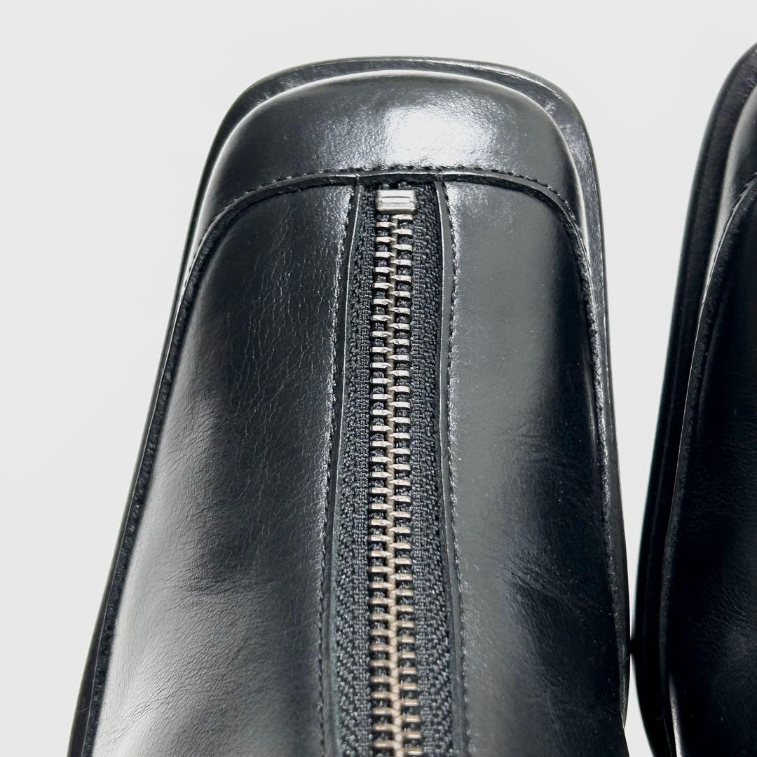 ■定5.3万 アンチショルド ショートブーツ 38 24〜25 黒 スクエアトゥ