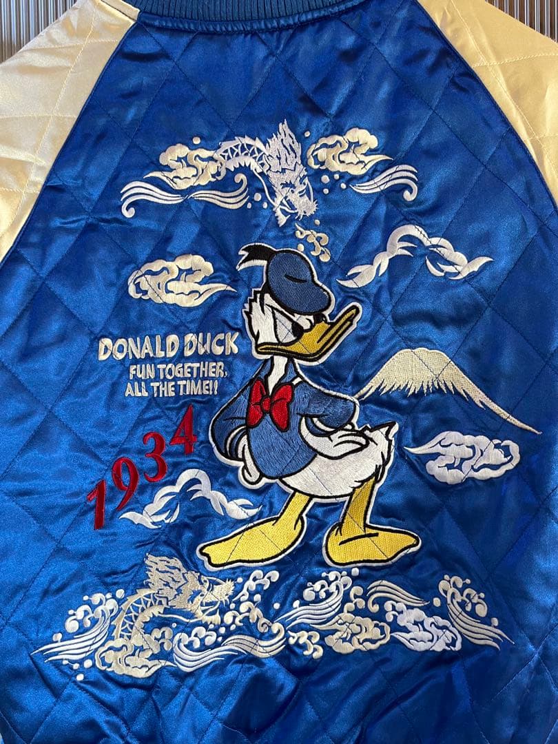 Disney ディズニー ドナルドダック スカジャン リバーシブル 刺繍 M