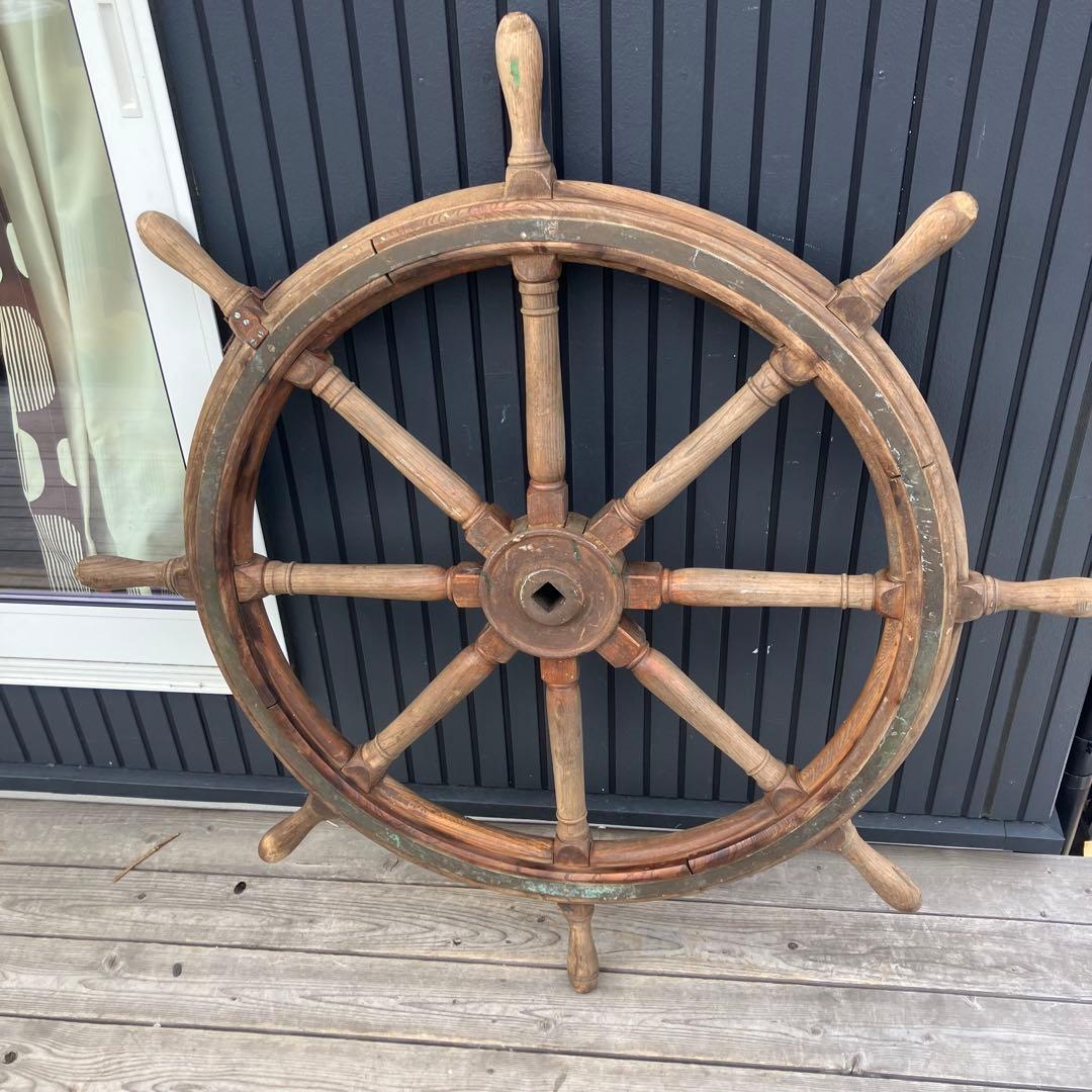 アンティーク 特大 木製舵輪 大型ラット 飾り ディスプレイ 古道具 ビンテージ