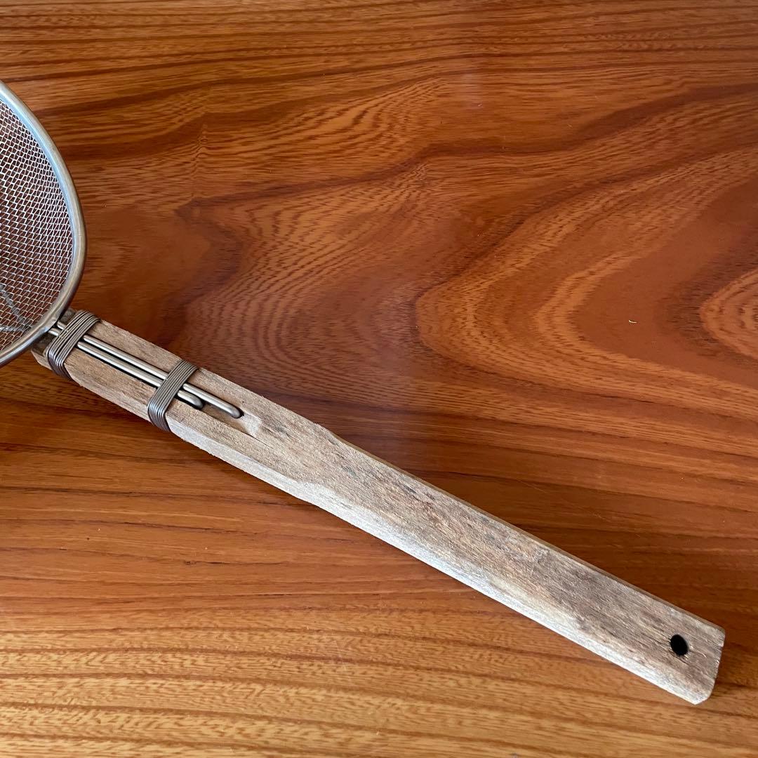 【手打蕎麦道具】そば揚げ 麺揚げ ステンレス・木製ストレーナー 蕎麦屋 うどん屋