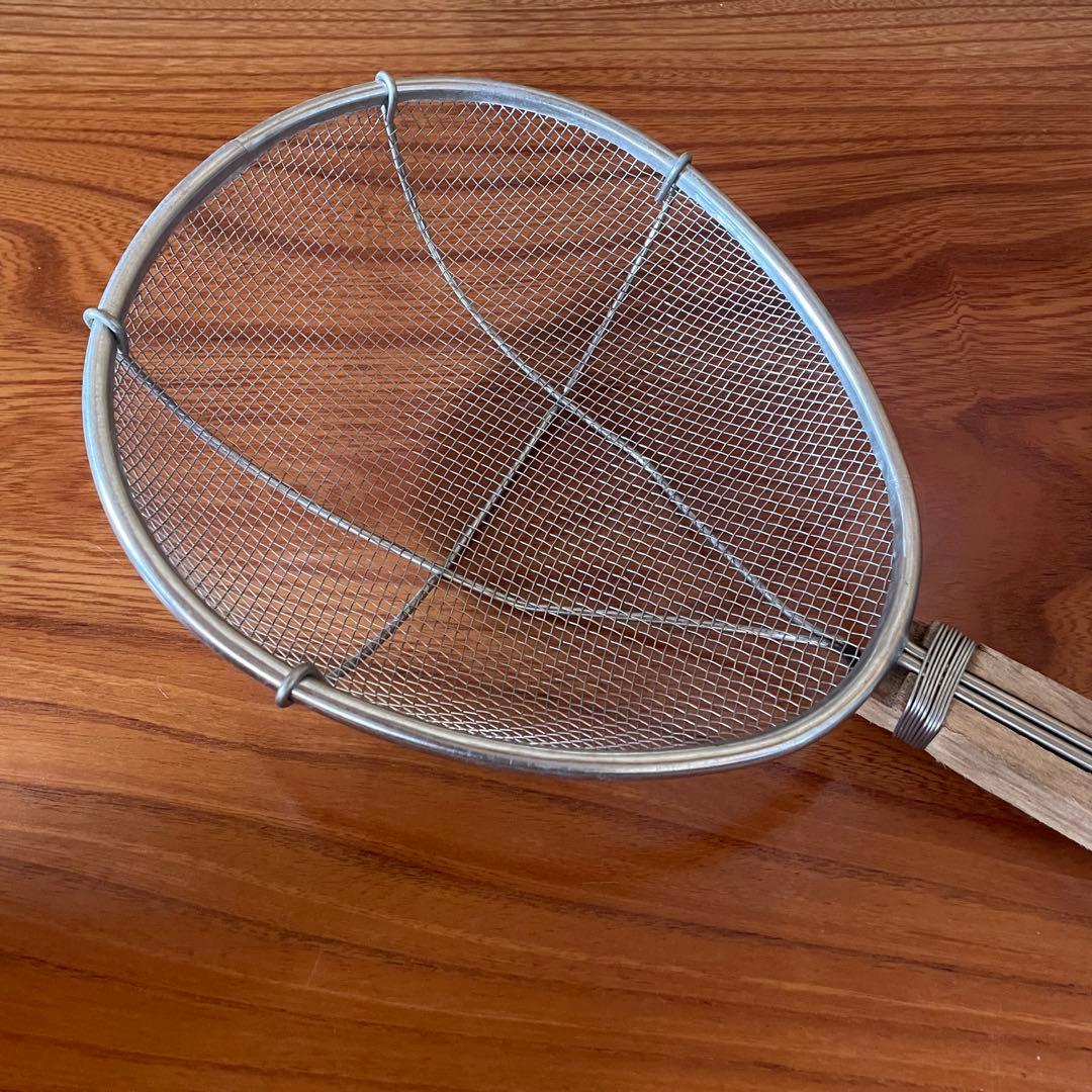 【手打蕎麦道具】そば揚げ 麺揚げ ステンレス・木製ストレーナー 蕎麦屋 うどん屋