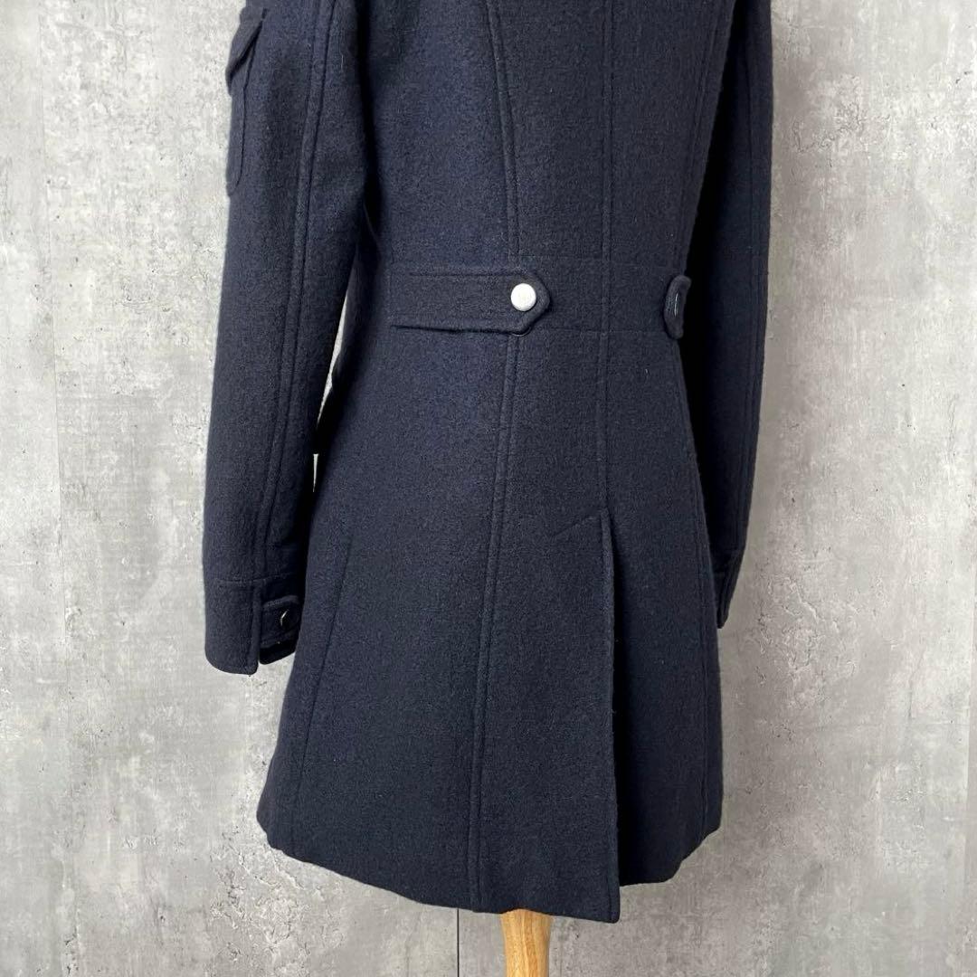 【美品】MAXMARA ライナー付き レイヤード ウール スタンドカラー コート