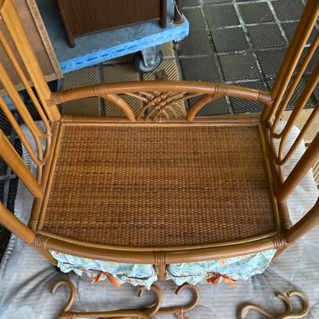 籐 ラタン ハンガーラック チェスト インテリア 昭和レトロ 当時物