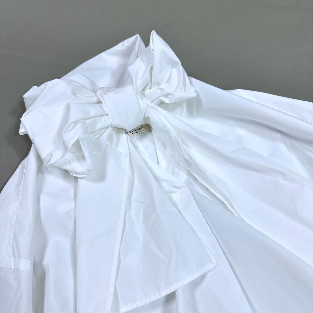 デミルクス ビームス ストール ブラウス　ボウタイブラウス ホワイト