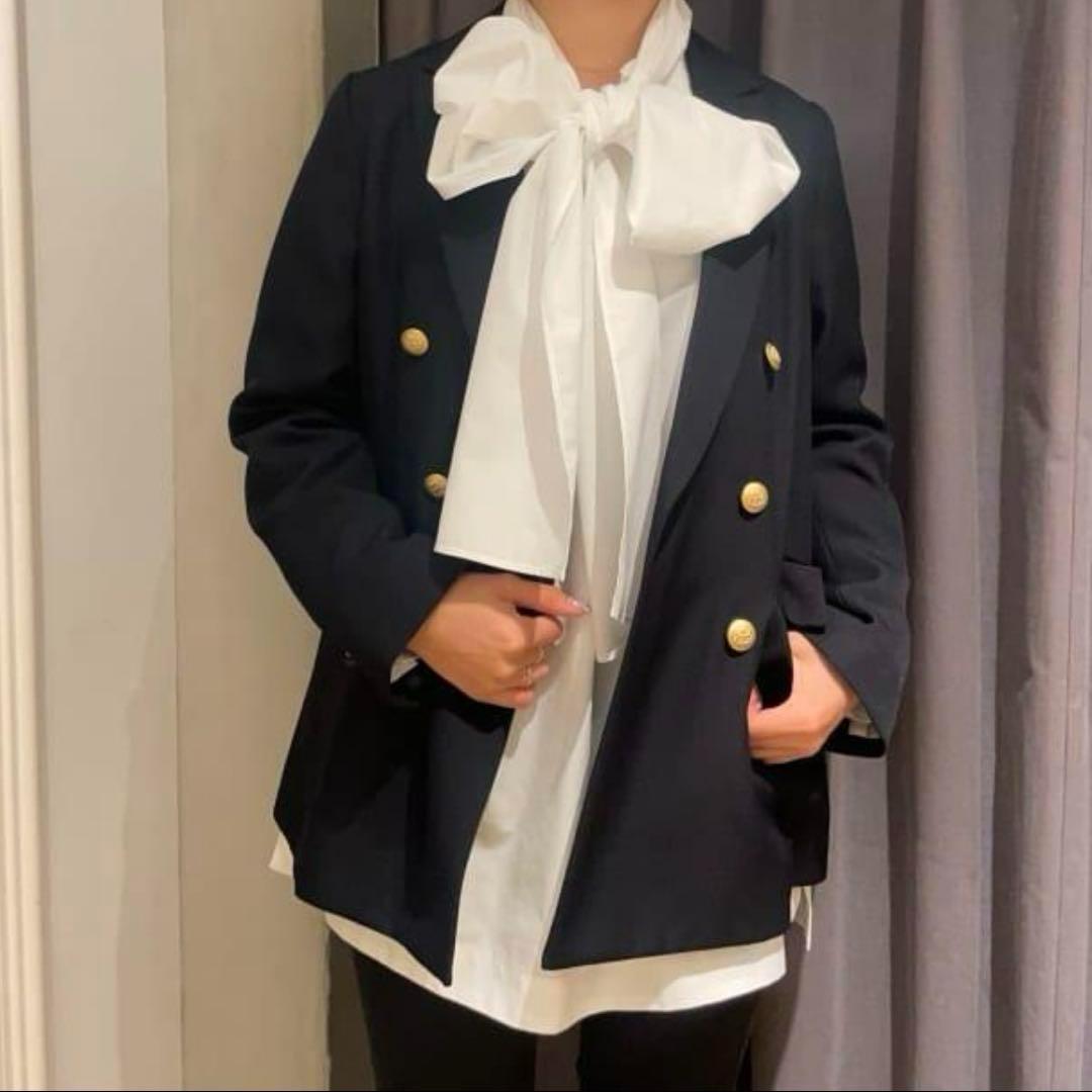 デミルクス ビームス ストール ブラウス　ボウタイブラウス ホワイト