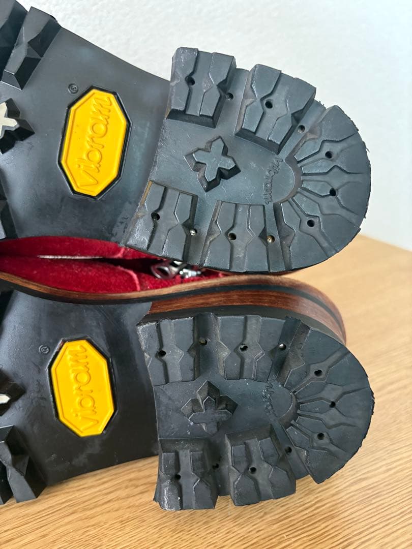 DELAY by win＆sonsスエードブーツ sizeＭ/レッドサイドジップ