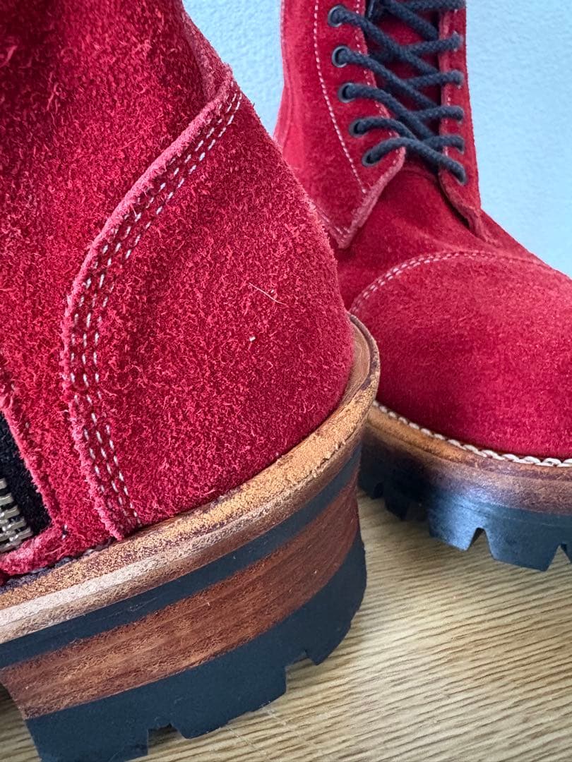 DELAY by win＆sonsスエードブーツ sizeＭ/レッドサイドジップ
