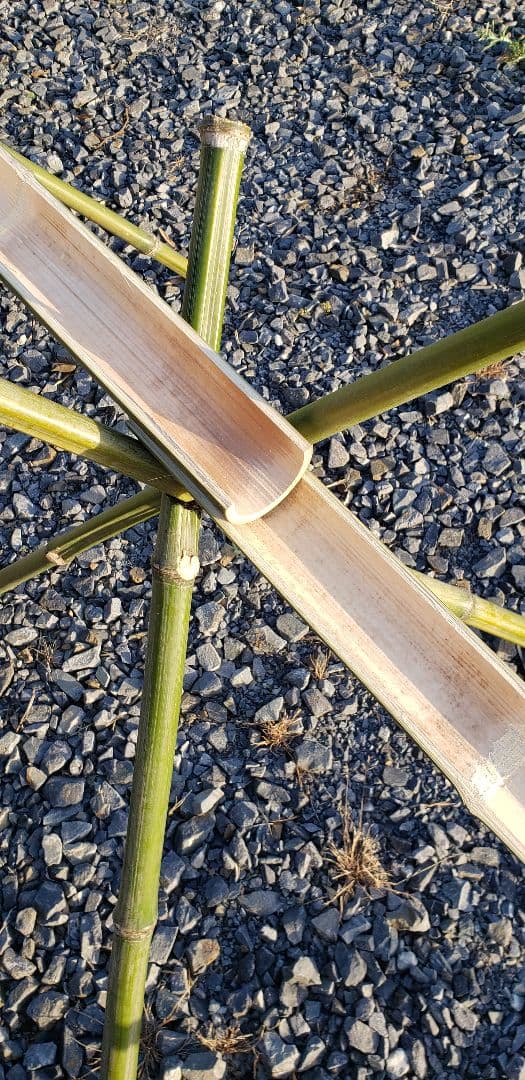 竹製品◆流しそうめんキット5m◆樋5枚◆竹足支柱18本(6組)◆シュロ縄