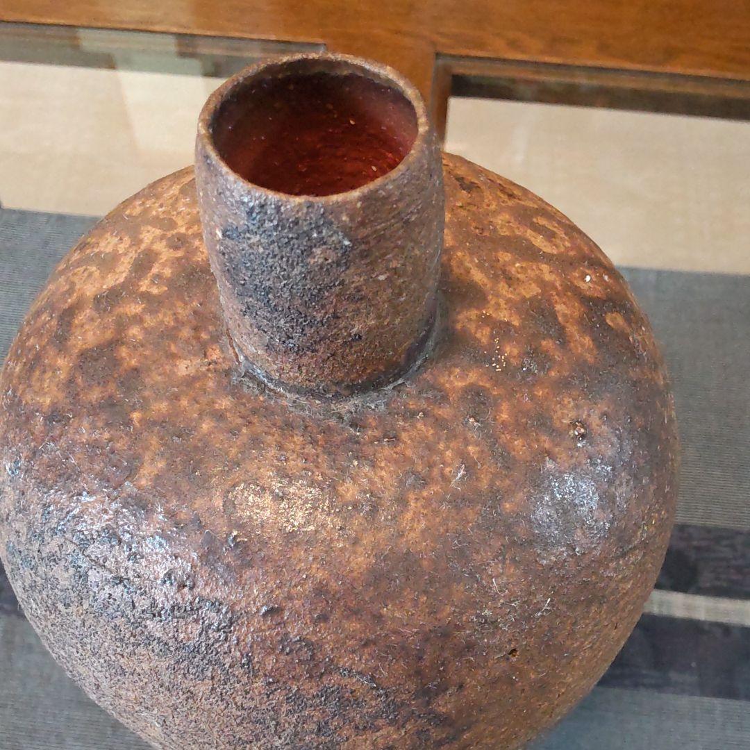 渋い黒備前　花器　52　備前焼