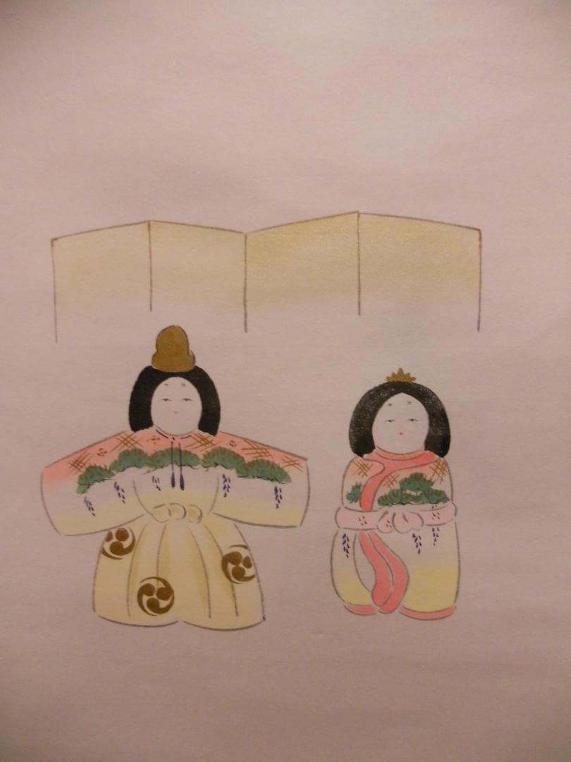 メル27839掛け軸大徳寺吉祥寺丹羽萬寧添書『雛』図『桃花笑春風』紙本美品