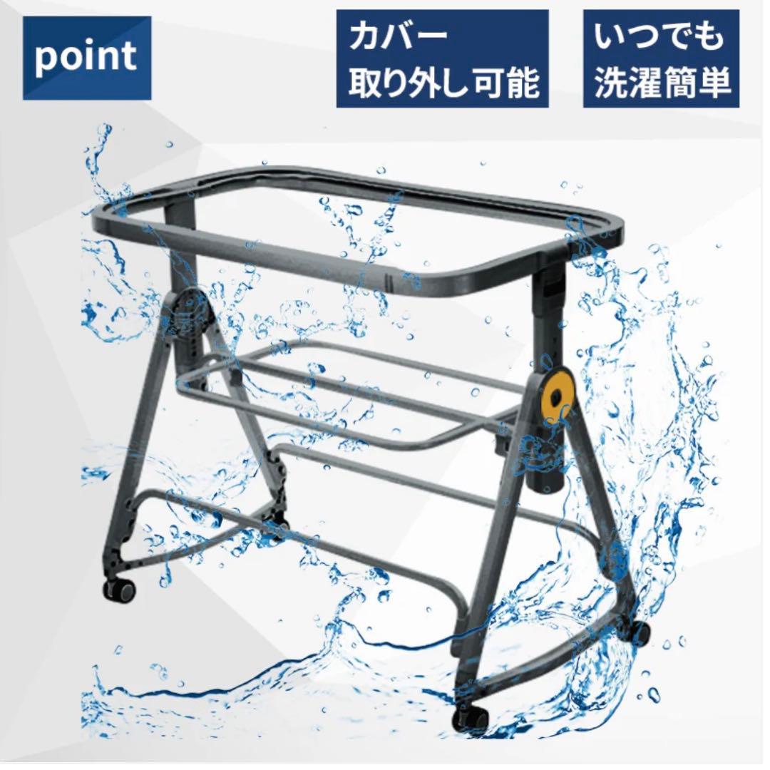 【美品・付属品完備】HZDMJベビーベッド グレー 折りたたみベビーベッド