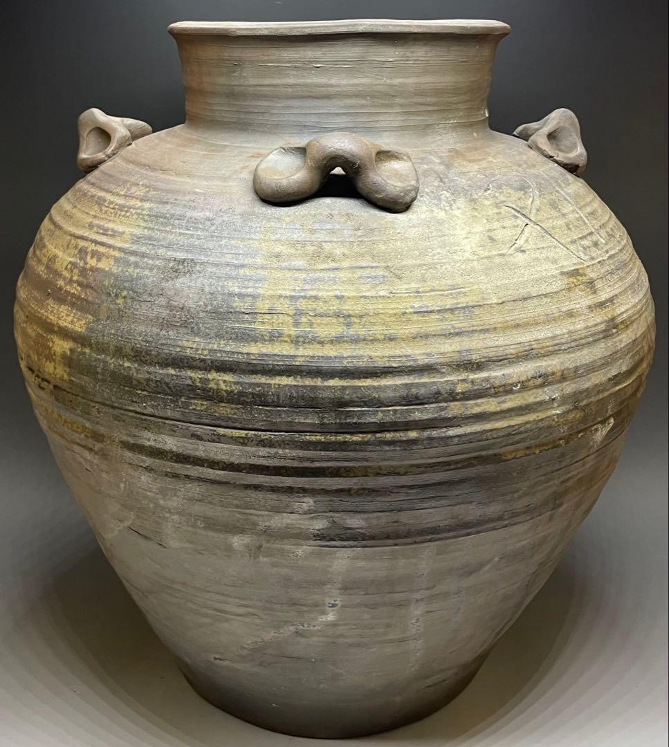 古備前　桃山時代　四耳壺　葉茶壺　大壺　特大　41cm 　f6441