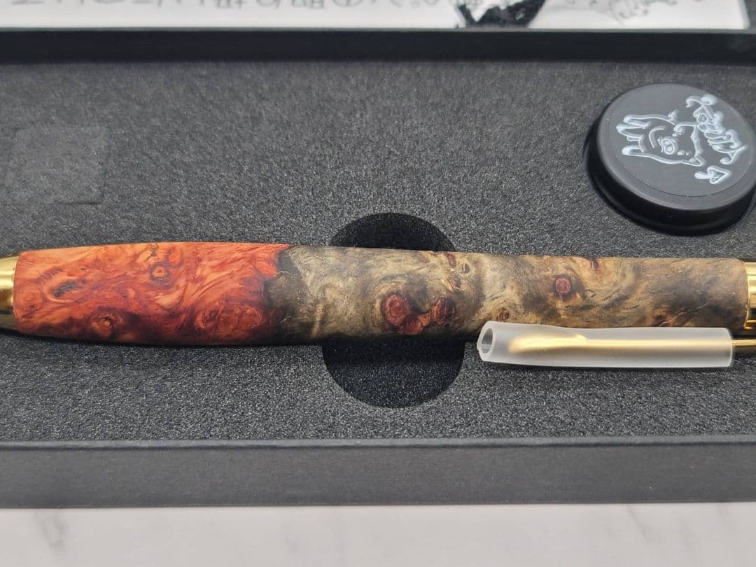 新品　こぶた工房　極上+花梨瘤　赤青　金金具　シャープペンシル0.5