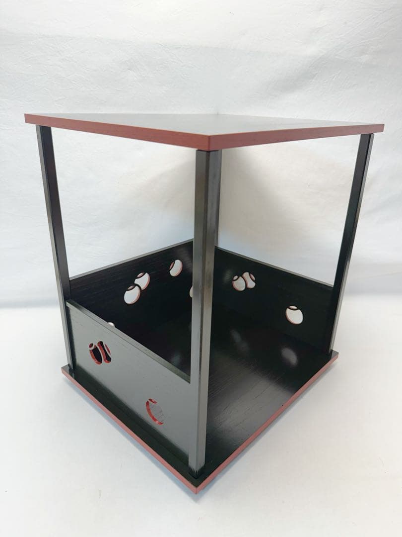 美品 茶道具 円能斎好写 つぼつぼ 壺々棚 青漆爪紅 組み立式 紙箱