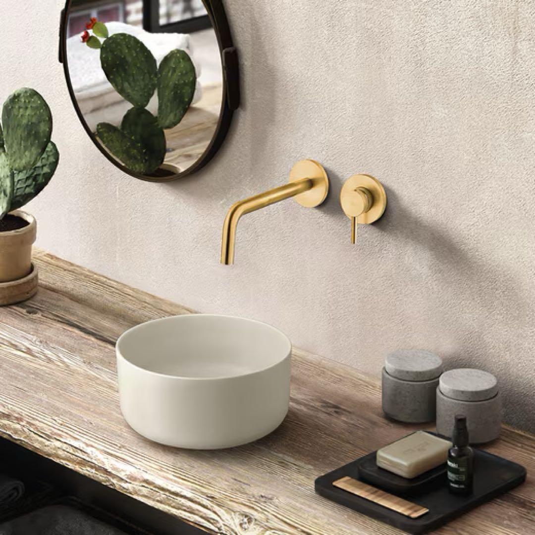 ミラタップ　スティック 壁付混合水栓S ブラッシュドゴールド　サンワカンパニー