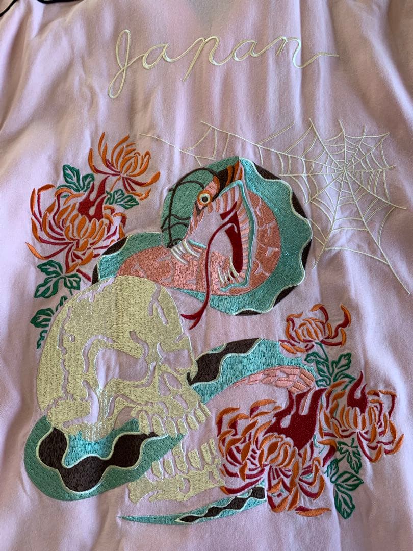 CroppedHeads ピンク スカル刺繍 シャツ