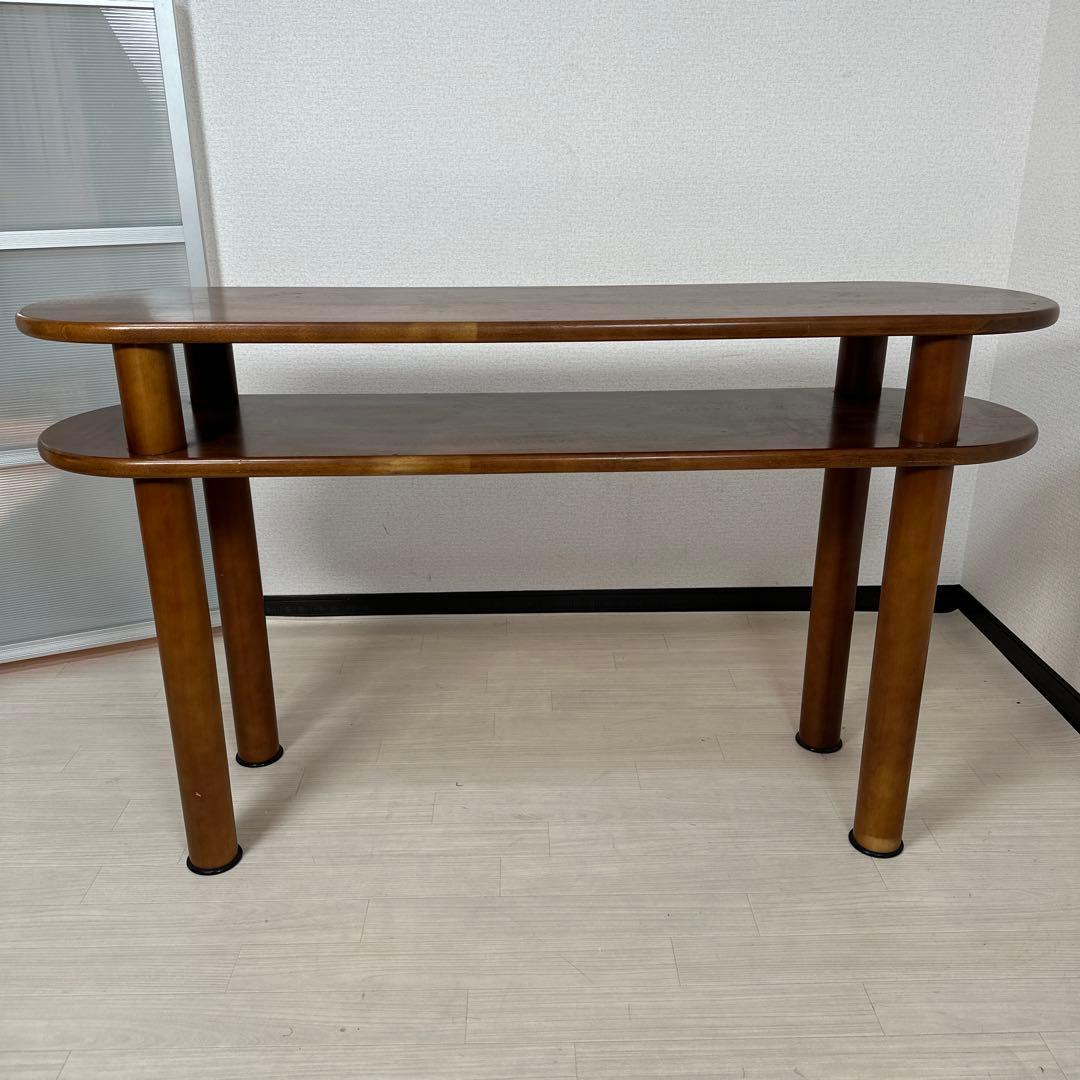 希少品 カリモク サイドテーブル カウンターテーブル 2段式 オーバル型 i1※