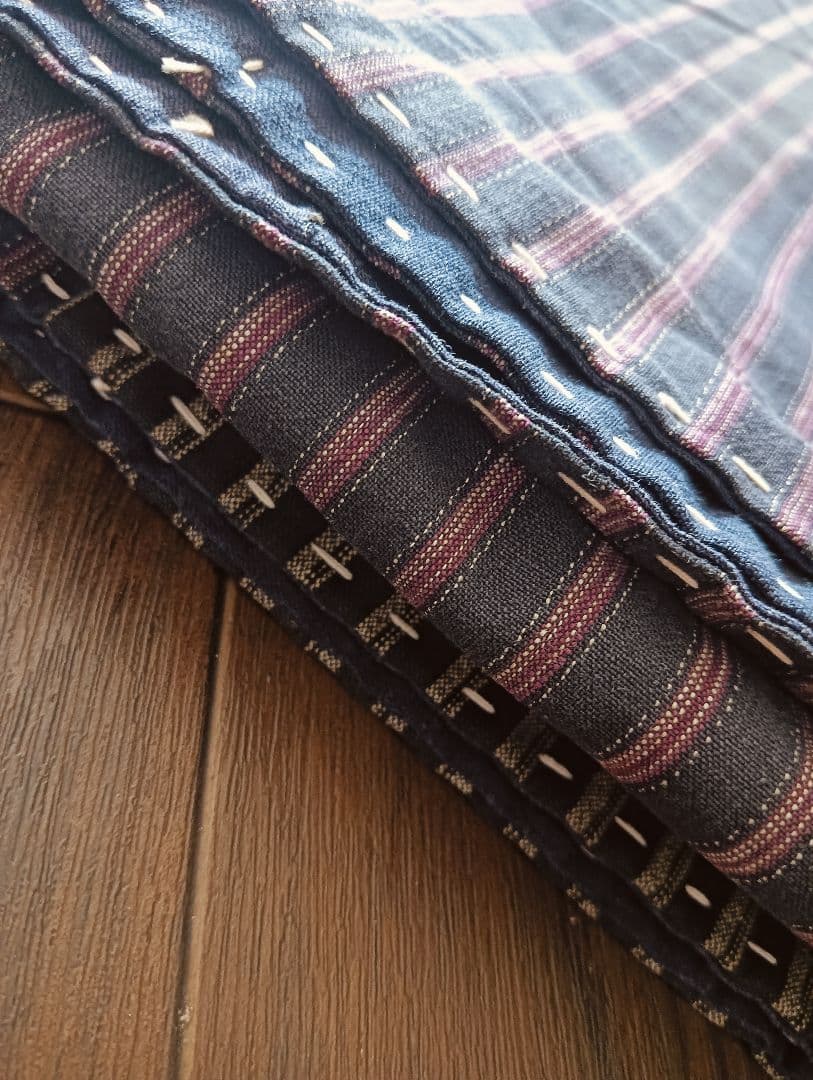 実用可♪白糸粗刺し子の襤褸マルチカバー　boro japan vintage