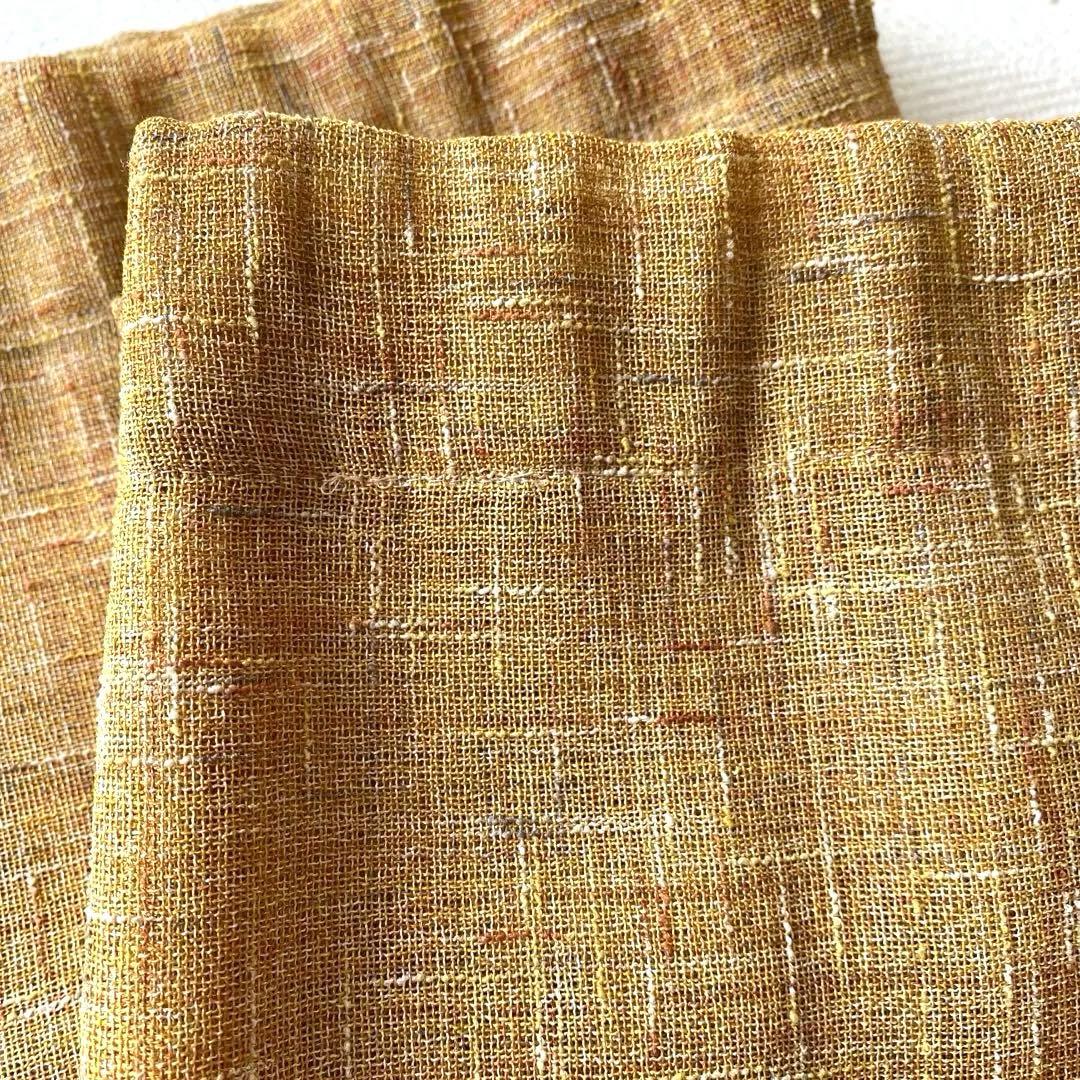 マスタードブラウン 琥珀色 メッシュ カーテン×2 ループタイプ