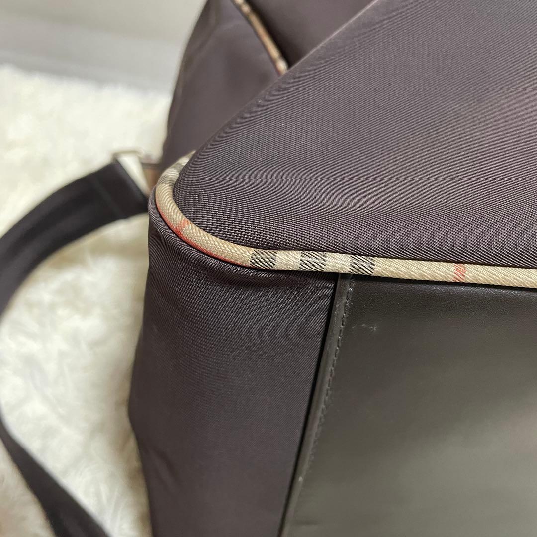 BURBERRY バーバリー ボストンバッグ ナイロン ノバチェック ブラウン