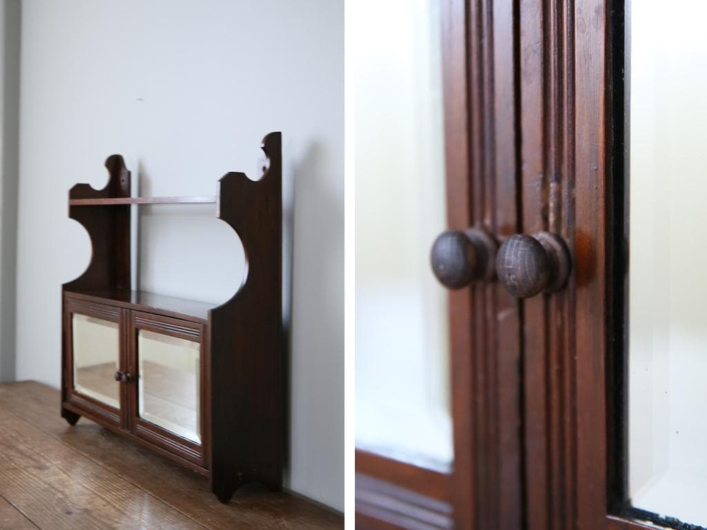 イギリスアンティーク木製ウォールシェルフ/壁掛けラック/飾り棚(91-189)