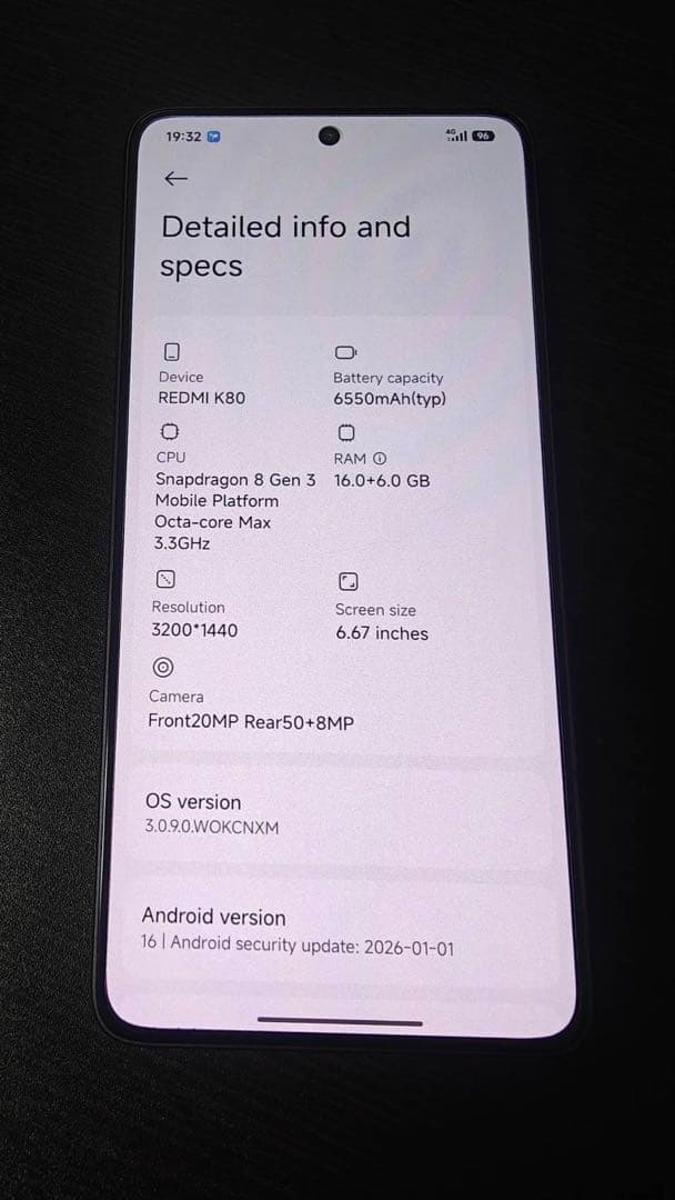 スマートフォン本体 redmi k80 1tb/16gb