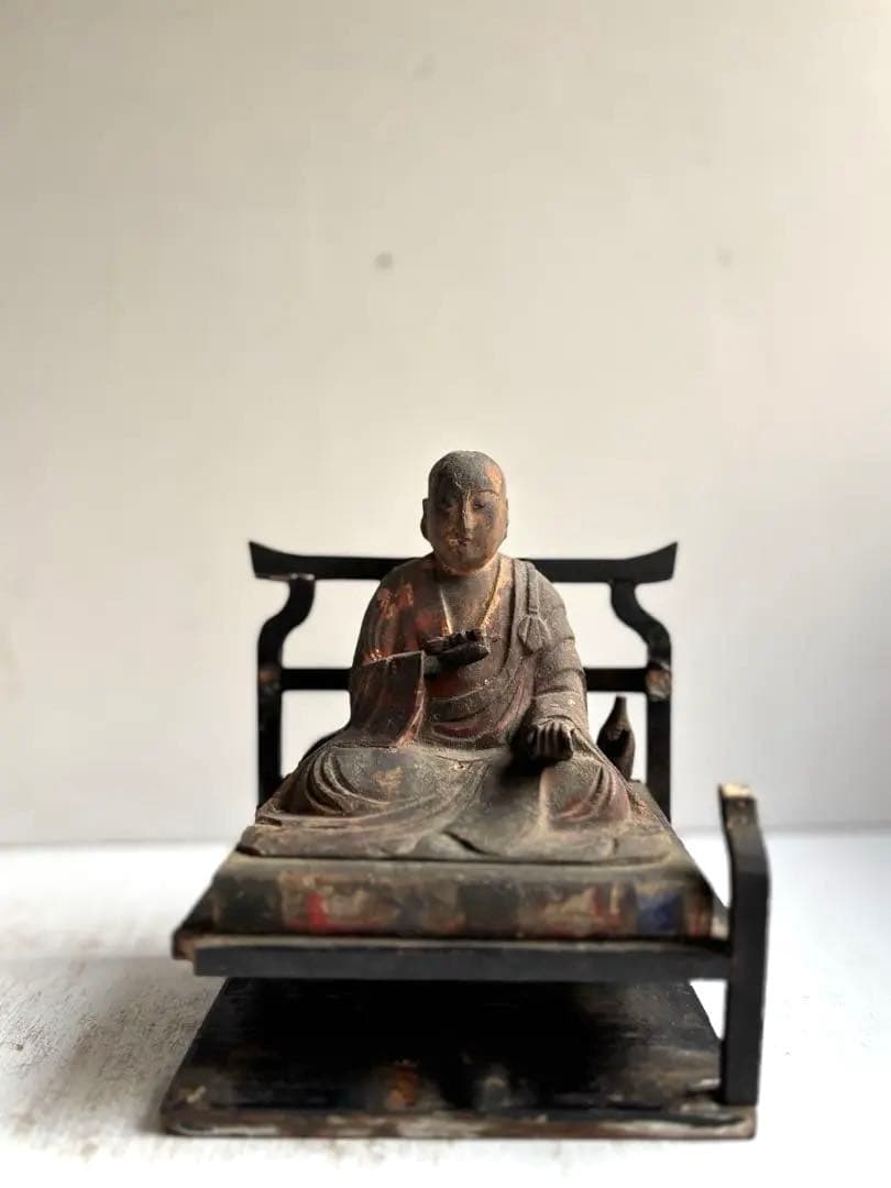 762 骨董 アンティーク 古道具 古い仏像 坐像 木彫 仏教美術 民芸