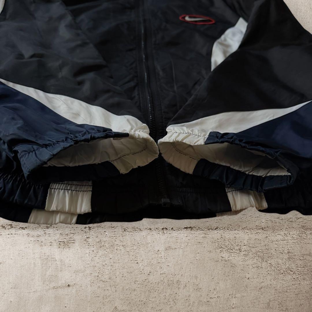 90sナイキNIKEナイロンジャケットスウォッシュロゴ刺繍短丈好配色テック古着L