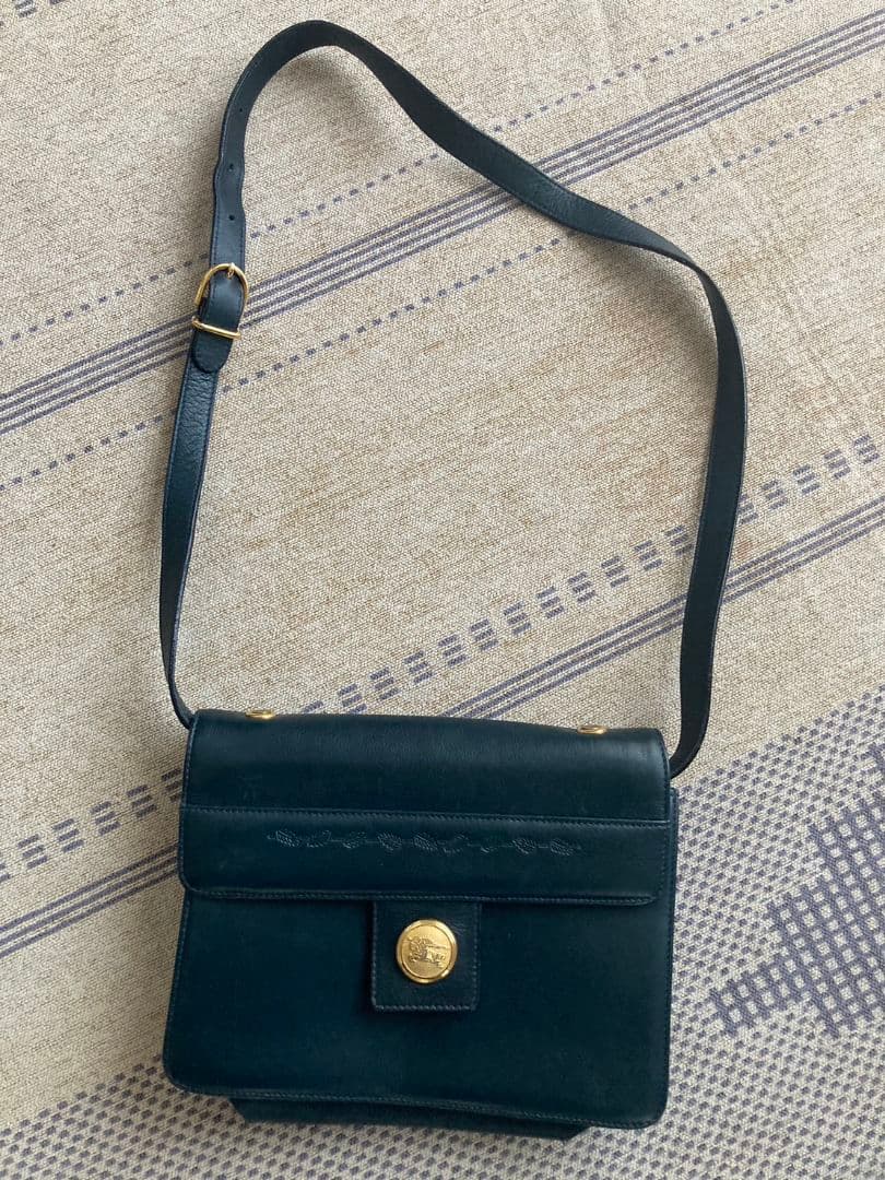 ま*ん様 希少★バーバリー BURBERRY レザー ショルダーバッグ★90s