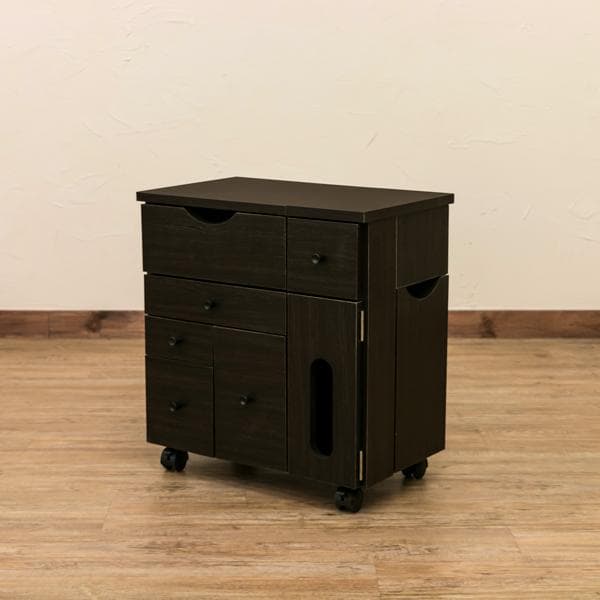 《新品・送料無料》コスメワゴン　横型　DBR/WH