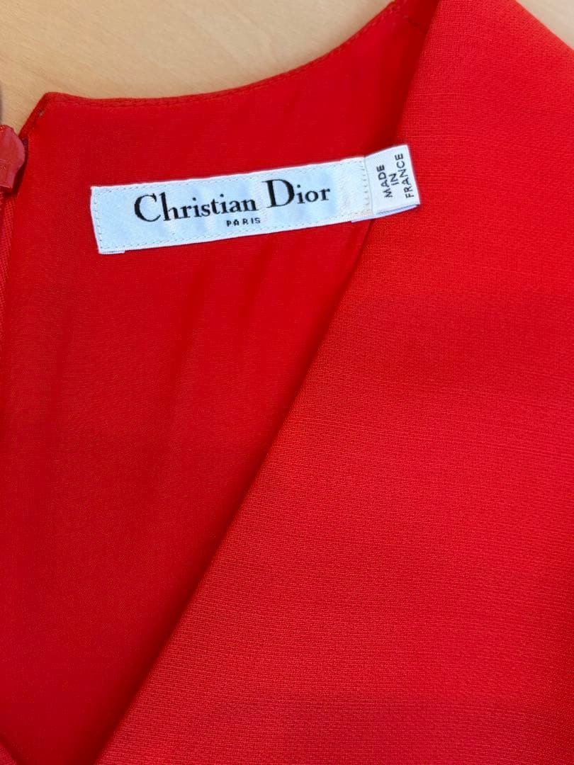 Christian Dior ノースリーブワンピース レッドS
