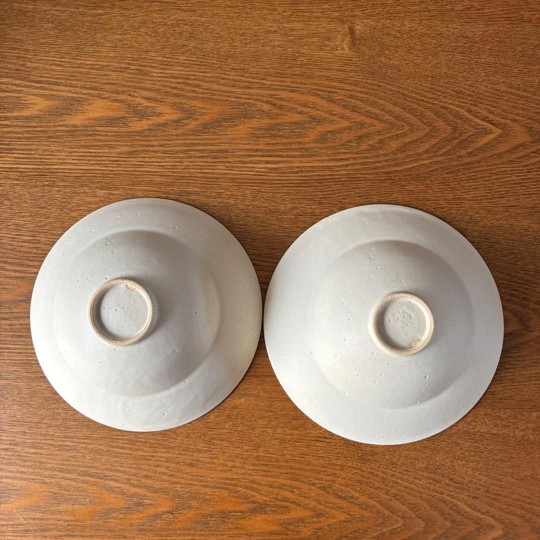 船串篤司さんの白釉プレートリムボウル2点　新品、未使用