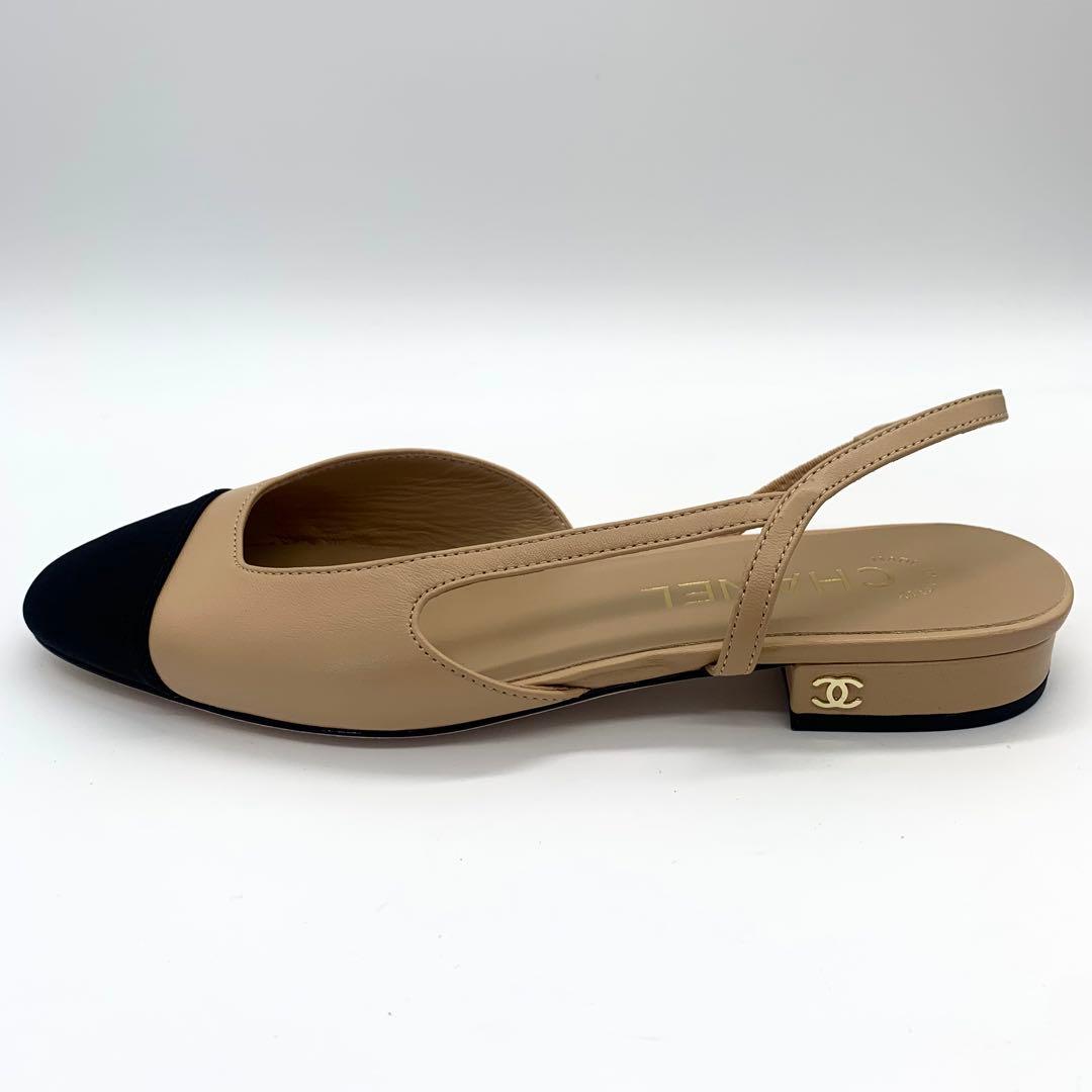 美品 現行 シャネル アンクルベルト パンプス ココマーク ベージュ サイズ36