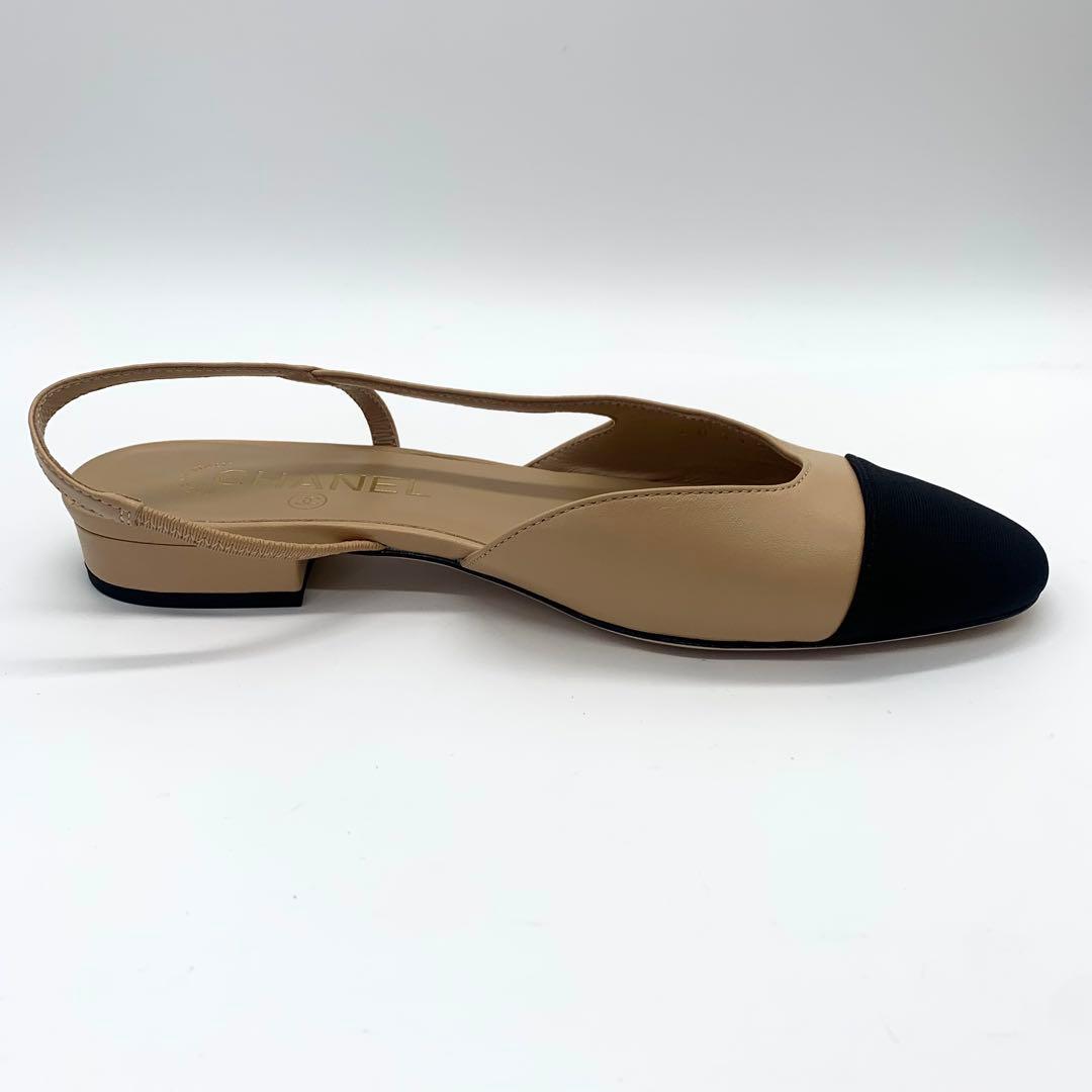 美品 現行 シャネル アンクルベルト パンプス ココマーク ベージュ サイズ36